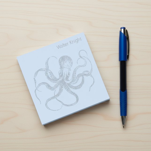 Bloco De Notas Faça suas próprias notas adesivas de polvo com nom (Custom name octopus sticky notes.)