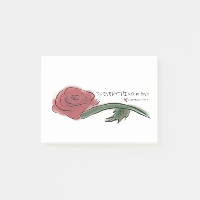 Bloco De Notas Faça tudo no amor, Bíblia e Rosa (Frente)