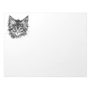 Bloco De Notas Face de Kitten Preta e Branca