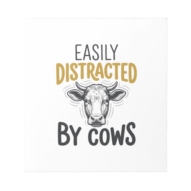 Bloco De Notas Facilmente Distraído Por Vacas Camisa Engraçada De (Frente)