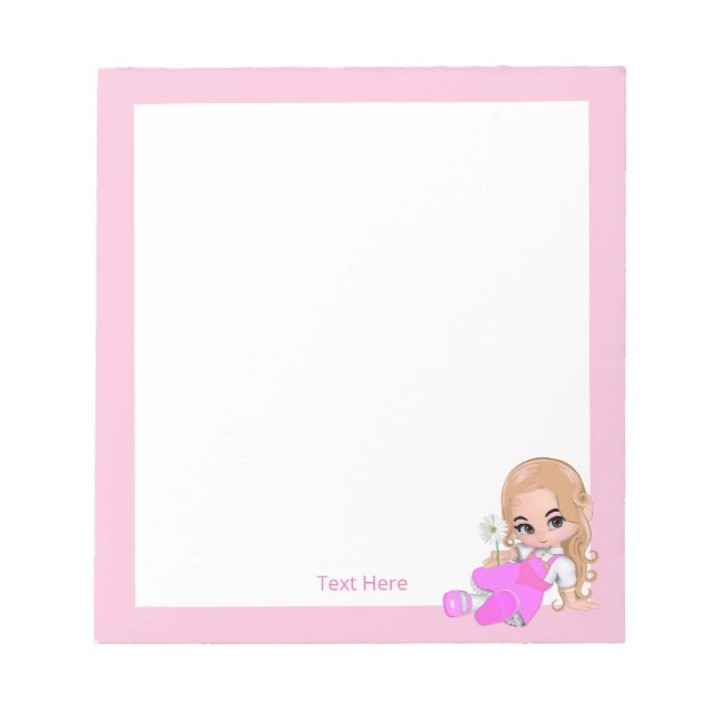 Bloco De Notas Fada Fofo e Flores Simples (Frente)