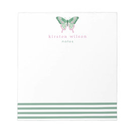 Bloco De Notas Faixa Verde Elegante e Borboleta - Personalizada