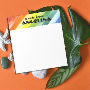 Bloco De Notas Faixas de respingo de aquarela arco-íris letra pre