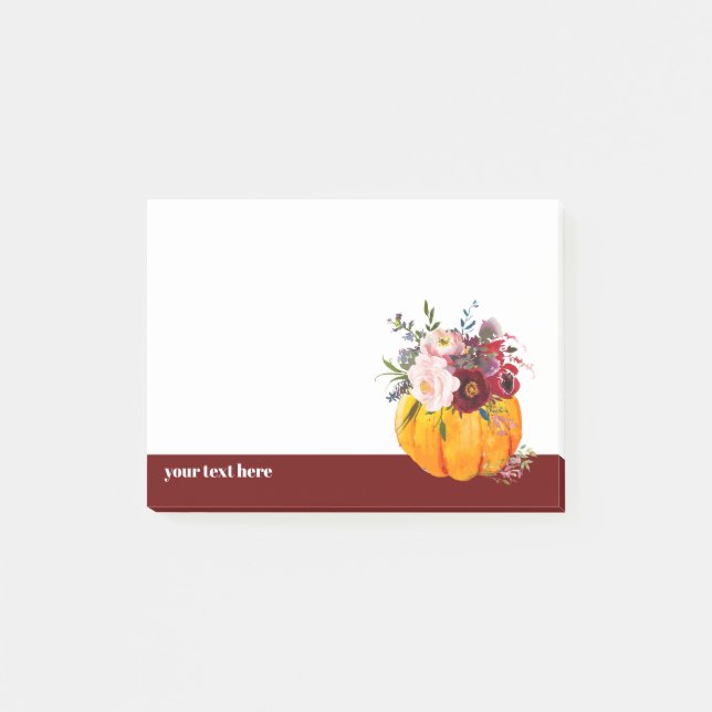 Bloco De Notas fall, floral, pumpkin notes (Frente)