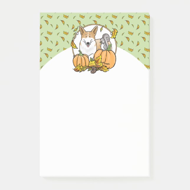 Bloco De Notas Fall Pembroke Welsh Corgi (vermelho 1) Pumpkins Cu (Frente)
