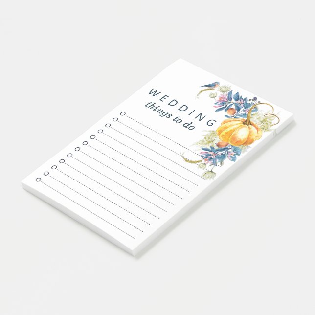 Bloco De Notas Fall Pumpkin Weding To do list (Inclinado)