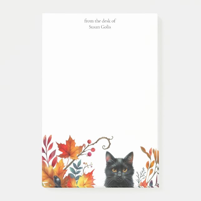 Bloco De Notas Fall Season Deixa Black Cat Personalizado (Frente)