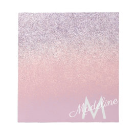 Bloco De Notas Falso Brilho Rosa e Roxo Monogramado 