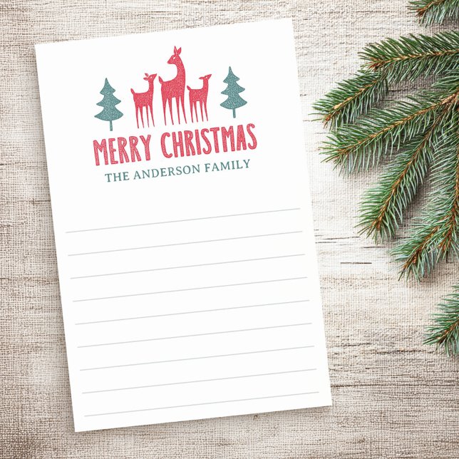 Bloco De Notas Família de cervos nome alinhado Natal alegre (Deer family Merry Christmas name lined Post-it Notes)