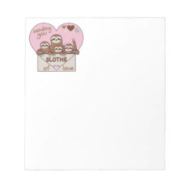 Bloco De Notas Family of Sloths with Envelope, Heart and Text