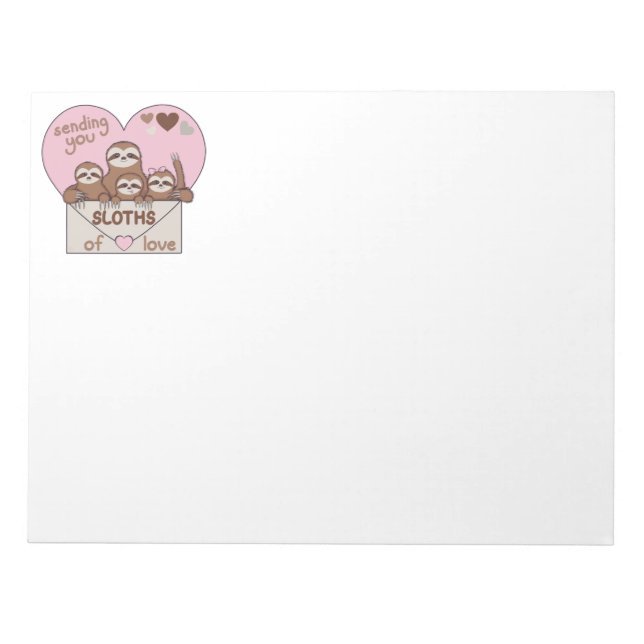 Bloco De Notas Family of Sloths with Envelope, Heart and Text (Frente)