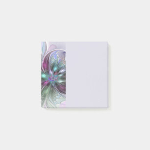 Bloco De Notas Fantasia Abstrata Colorida Moderna Floral Fractal