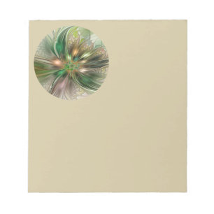 Bloco De Notas Fantasia Abstrata Moderna Colorida Flor Fractal