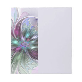 Bloco De Notas Fantasia Abstrata Moderna Colorida Floral Fractal