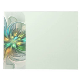 Bloco De Notas Fantasia Abstrata Moderna Colorida Floral Fractal