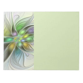 Bloco De Notas Fantasia Flor Colorida Moderno Abstrato Fractal