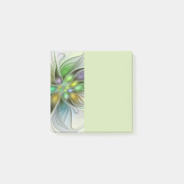 Bloco De Notas Fantasia Floral Colorida Moderno Abstrato Fractal