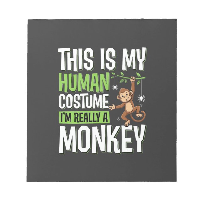 Bloco De Notas Fantasias de Macaco Engraçado Vetor de Halloween (Frente)
