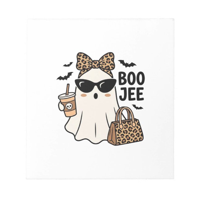 Bloco De Notas Fantasma Boo Jee Halloween Arco de Leopardo Design (Frente)