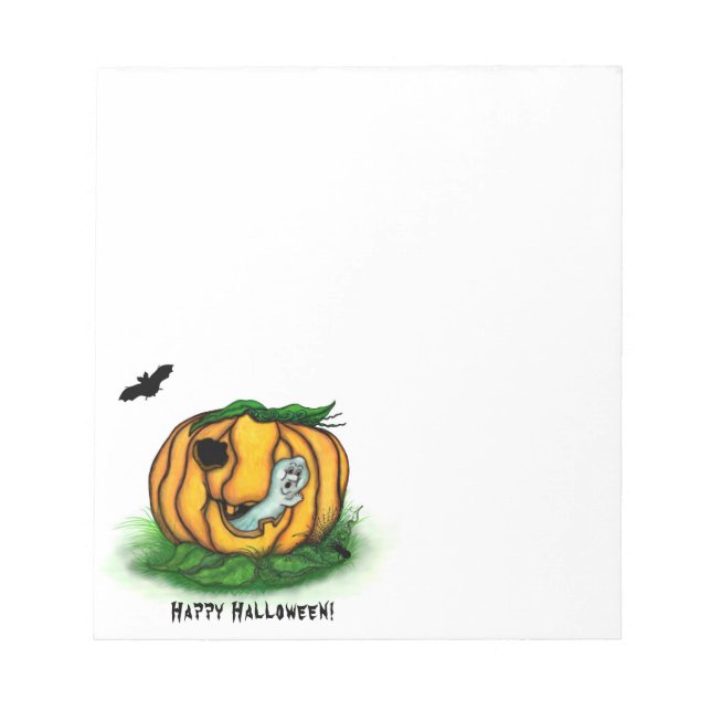 Bloco De Notas Fantasma do Halloween, Bat, Ghost e Spider (Frente)