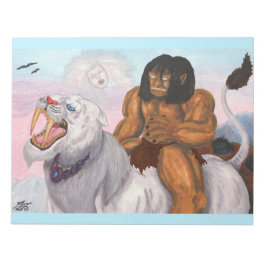 Bloco De Notas Fantasy Watercolor Illustration Beast ride Tiger