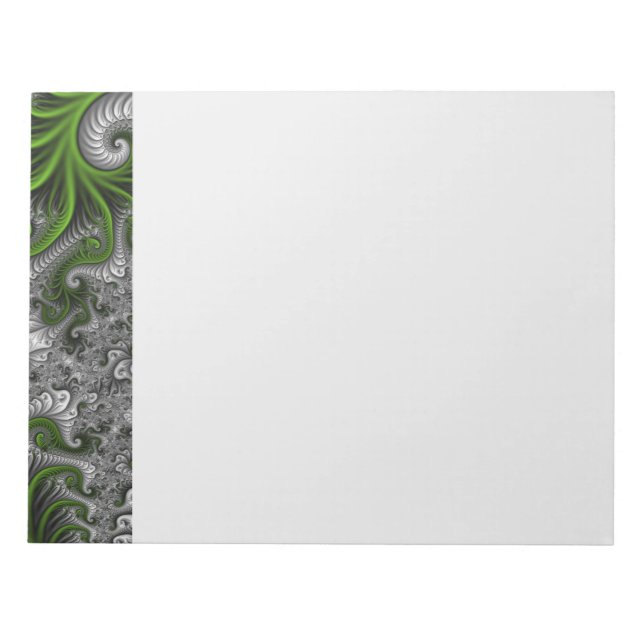 Bloco De Notas Fantasy World Green And Gray Abstract Fractal Art (Frente)