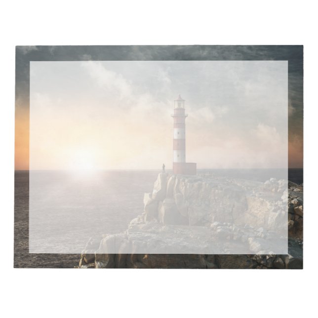 Bloco De Notas Faróis | Farol vermelho e branco (Frente)