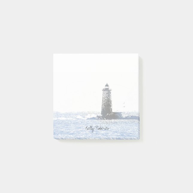 Bloco De Notas Farol Costeiro & Tema Náutico do Oceano Atlântico (Frente)