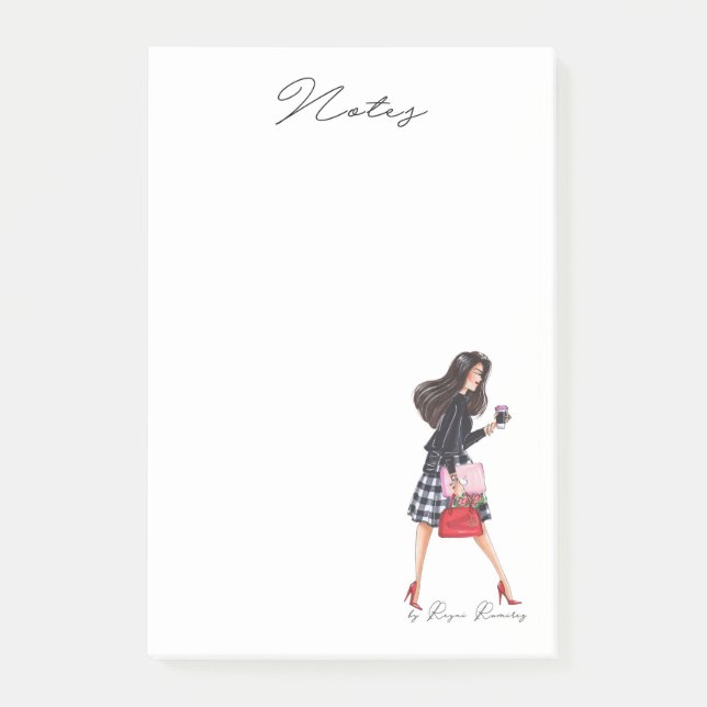 Bloco De Notas Fashion notepad girl boss- Fashion illustration (Frente)