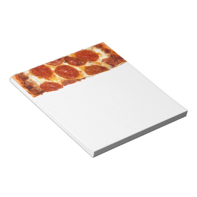Bloco De Notas Fatia de pizza de pepperoni clássica da SlipperyJo (Inclinado)