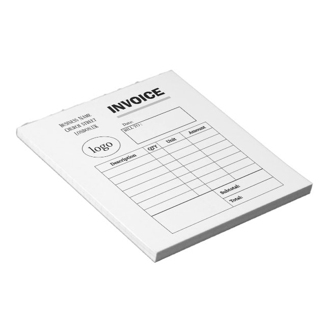 Bloco De Notas Fatura comercial personalizada profissional (Inclinado)
