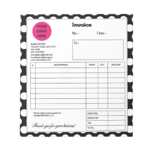 Bloco De Notas Fatura Comprada Comercial da Empresa Polkadot Whit