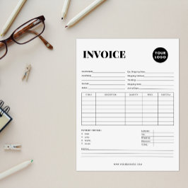 Bloco De Notas Fatura de Negócios Minimalista