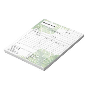 Bloco De Notas Fatura de Venda de Negócios de Folha Tropical Reci