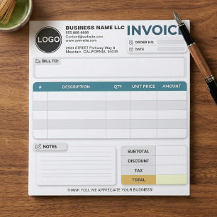 Bloco De Notas Fatura de Venda Imprimível para Negócios   Logo 