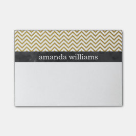 Bloco De Notas Faux Dourado Chevron Stripes