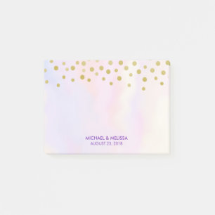 Bloco De Notas Faux Dourado Confetti em Watercolor Púrpura wEDDIN