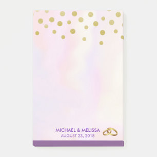 Bloco De Notas Faux Dourado Confetti no Casamento Purple Watercol