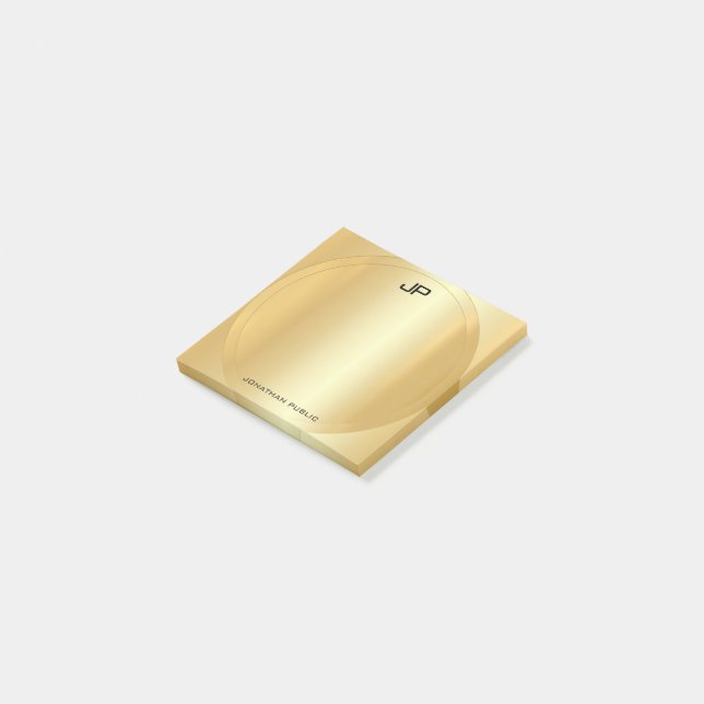 Bloco De Notas Faux Dourado Elegante Moderno Monograma Modelo (Inclinado)