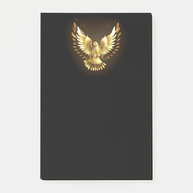 Bloco De Notas Faux Gold Foil Peace Dove em Preto (Frente)