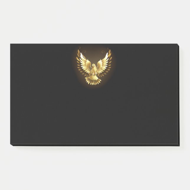 Bloco De Notas Faux Gold Foil Peace Dove em Preto (Frente)