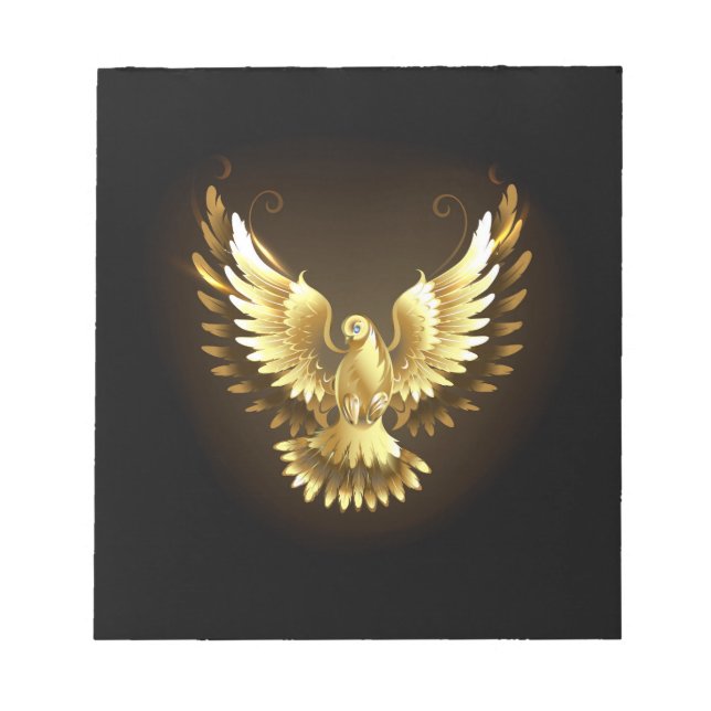 Bloco De Notas Faux Gold Foil Peace Dove em Preto (Frente)