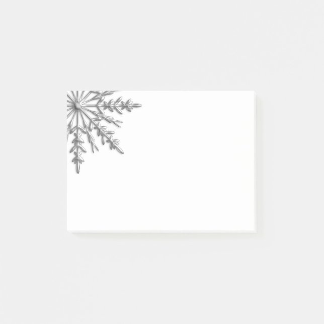 Bloco De Notas Faux Silver Metallic Winter Snowflake (Frente)