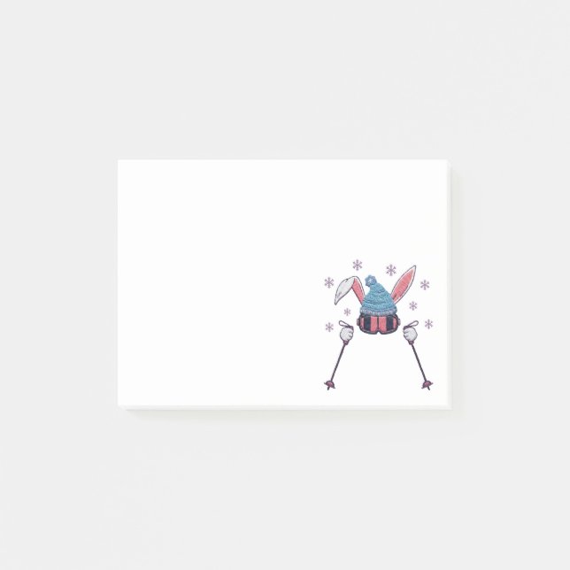 Bloco De Notas Faux yarn skiing rabbit winter humor (Frente)