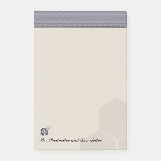 Bloco De Notas Favo | Favo Chevron Abelha Produtiva (Frente)