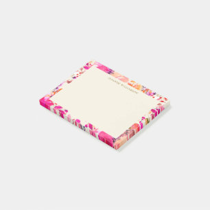 Bloco De Notas Favor de Chuveiro de Noiva Floral Rosa Quente Eleg
