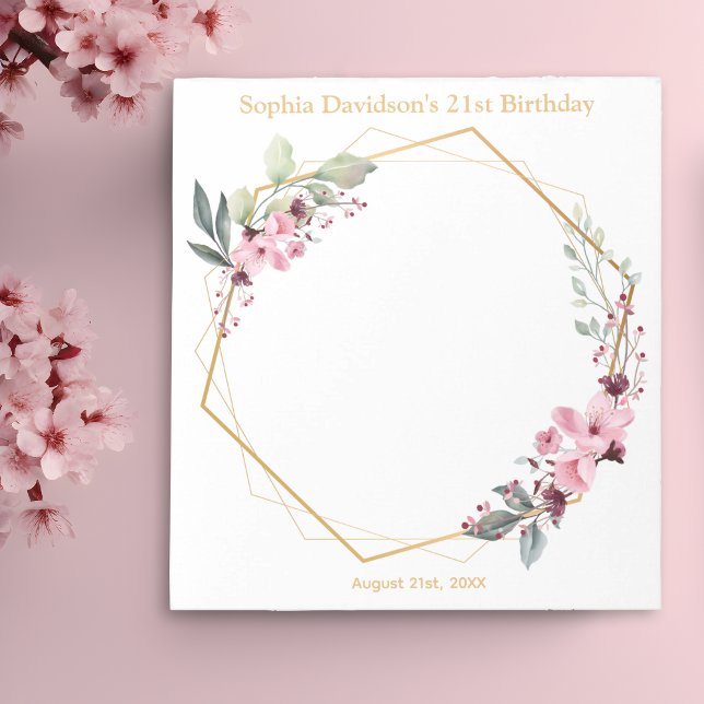 Bloco De Notas Favor do Partido do aniversário de 21 anos do Eleg (Elegant Cherry Blossom 21st Birthday Notepads - Stylish Reminders and Thoughtful Notes 🌸📝)