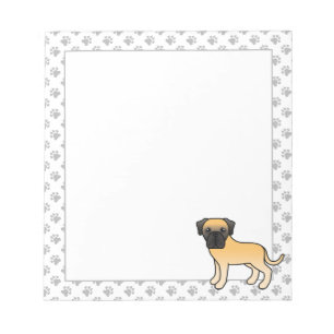 Bloco De Notas Fawn English Mastiff - Cão de Cartoon