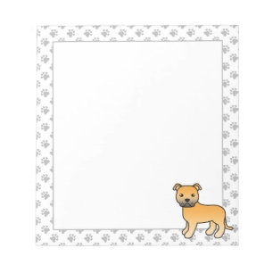 Bloco De Notas Fawn English Staffie Cute Cartoon Dog