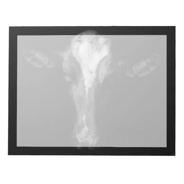 Bloco De Notas Fazendas | Foto Da Cabeça De Vaca B&W (Frente)